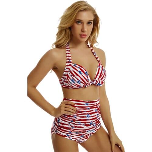50s New US Size Bikinis set swimsuit Hight Waist Bathing Suit Paddes Bra Women Beach show Two-Piece Suits Maillot de bain femme