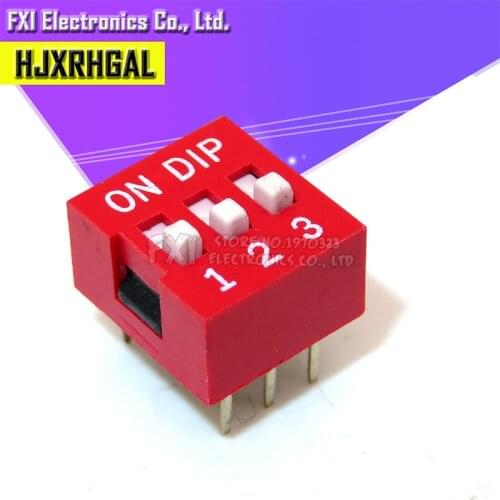 10PCS DIP Switch 3 Way 2.54mm Toggle Switch Red Snap Switch Wholesale Electronic