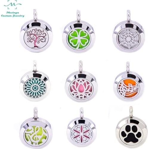 10pcs new 20mm series Aromatherapy / Essential Oils 316L Stainless Steel Diffuser magnet Locket Necklace