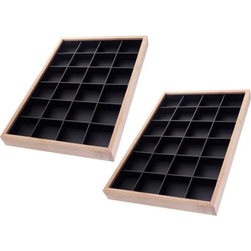 2Pcs 24 Grids Jewelry Tray Stackable Earrings Display Showcase Multifunctional Jewelry Display/Organizer Box for Girls Women