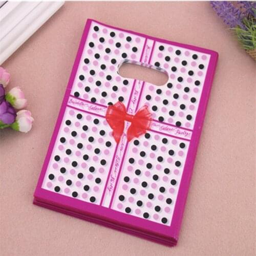 2016 New Style Wholesale 100pcs/lot 15*20cm Birthday Packaging Bags With Small Black Dot Plastic Shopping Bags