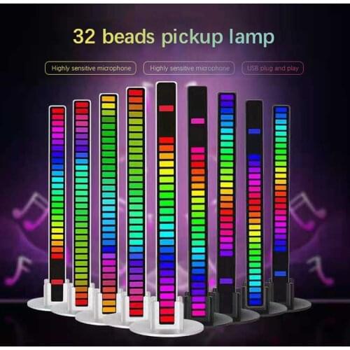 32 Bit Music Level Indicator RGB Voice-Activated Pickup Rhythm Ambient Light Creative Colorful Sound Control Ambient Light