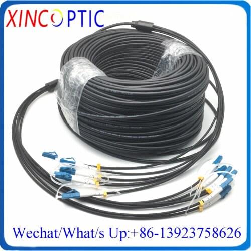 50M,6Cores SM 9/125 G657A 50Mts ST/FC/SC/LCUPC 6F/6C SingleMode LSZH/TPU 4.5mm Black Armored Fiber Optic Patch Cord Cable Jumper