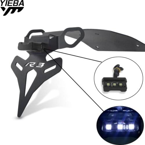 Aluminum Motorcycle License Plate Holder Rear Registeration Plate Mount Bracket With light For YAMHA YZF R3 YZF-R3 2019 2020
