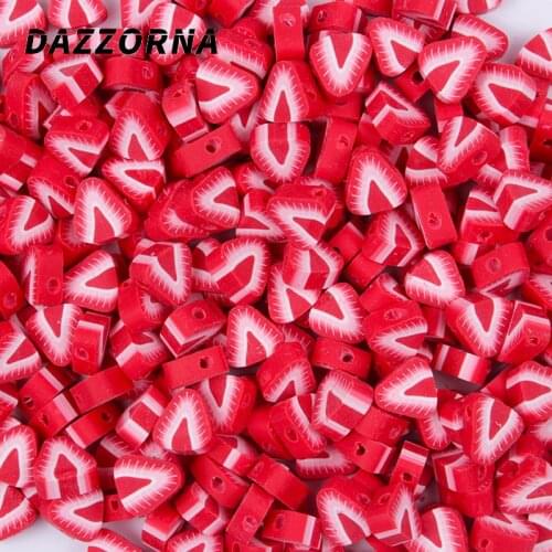 50/100Pcs Red Strawberry Beads Polymer Clay Beads Spacer Beads For Jewelry Making DIY Bracelet Necklace Accesories