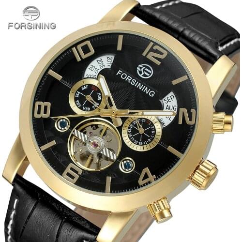 Automatic Mechanical Men Watch Fashion Men Leather Watch Date Business Wristwatch Male Clock Relogio Masculino