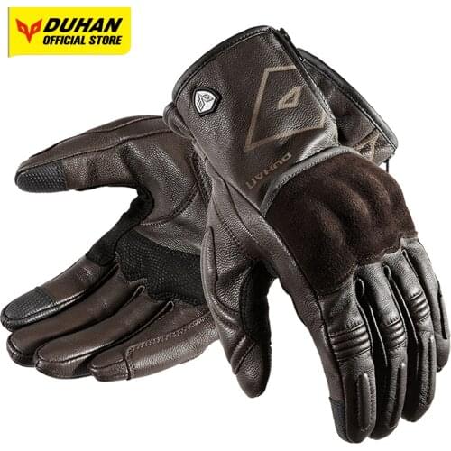 DUHAN Motorcycle Gloves Genuine Leather Moto Racing Accessories Breathable Moisture Wicking Bicycle Accessories For Biker Brown