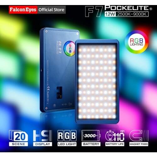 Falcon Eyes RGB MINI LED Video Light 2500K-9000K Dimmable On Camera fotografia Lighting Video Studio DSLR Camera Light F7