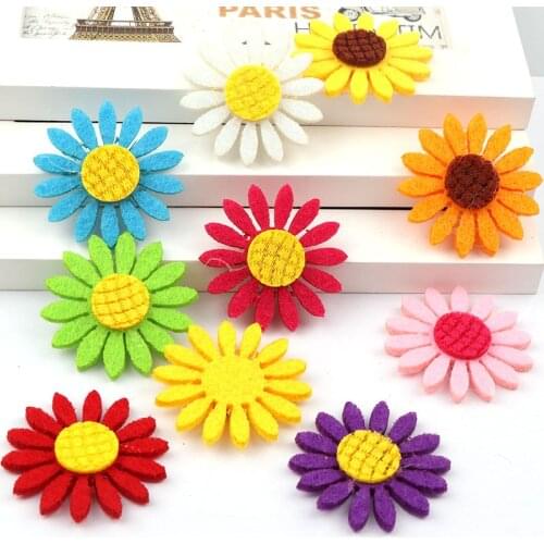 10pcs 39mm Non-Woven Fabric Mixed Color Sunflower Felt Fabric Patch DIY Cloth Appliques/Craft Wedding Patches