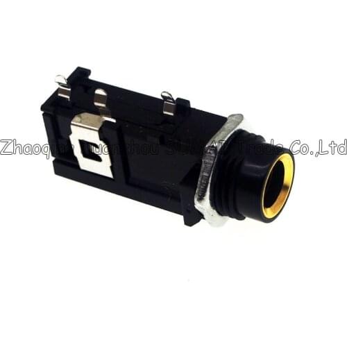 Good quality Gold-plated 6.5 New Guitar microphone audio plug 1/4" 6.35mm PCB female socket/jack audio adaptor connector,3Pin