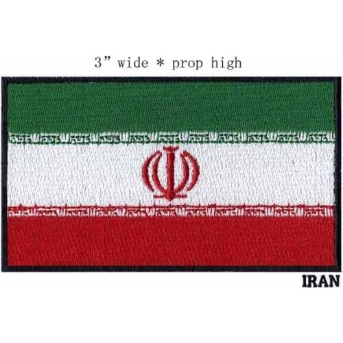 Iran 3" wide embroidery flag patch for motorcycle jacket/patched/applique fabric