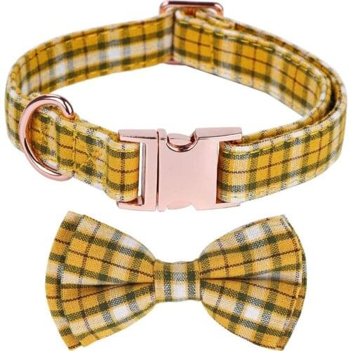 Plaid Dog Collar Bow tie for Large Dogs with Metal Buckles Soft Comfy Adjustable Collars for Pets 6 Colors and 6 Patterns