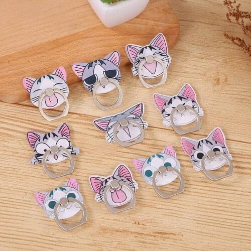 Funny Cartoon Cat Pattern ABS Mobile Phone Finger Ring Holder Stand Universal For Iphone Samsung Apply To Men And Women