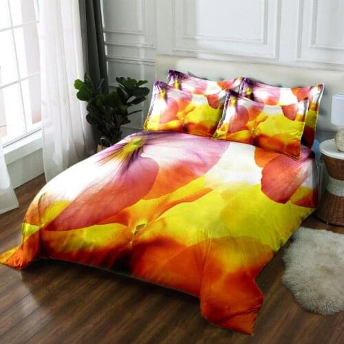 Custom size 3D bedding sets Twin king Queen bedsheet Duvet Pillowcase bed cover Bed Linen Textiles Drop Ship Yellow petals print