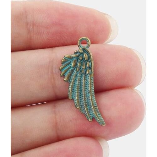 20 Pcs Patina Angel Wings Necklace charms Pendant DIY Bracelet Necklace Jewelry Findings Bijoux 29x11mm