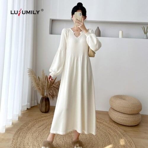 Модные вязаные платья Lusumily China At AliExpress
