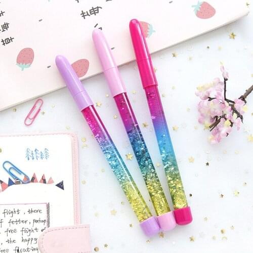 Cute 0.7mm Rainbow Color Fairy Stick Drift Sand Glitter Crystal Ball Point Pen
