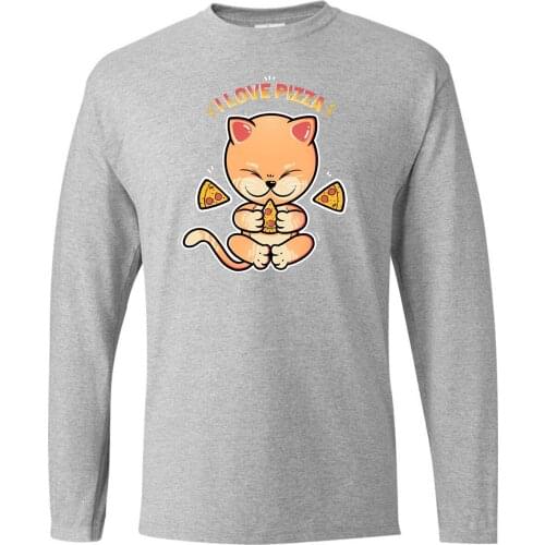 Lovely Dog I Love Pizza Round Neck Tops Long Sleeve Tee T-Shirts Mans T-shirt Camiseta Streetwear Karate Kid T Shirt Tshirts