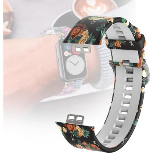 Soft Silicone Watch Strap Comfortable to Wear Wristband Replacement with Print for HUAWEI Watch Fit