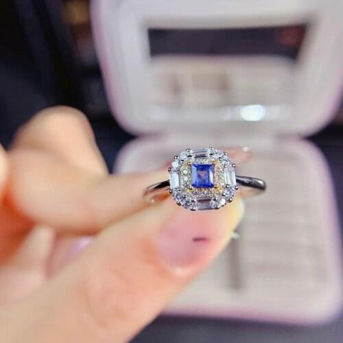 Natural Sapphire Fashion Ring for Women with 925 Sterling Silver Inlay for Romantic Party Gift for Girls