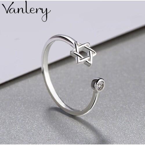 New Trendy Personality Punk Star David Rings For Women Lady Resizable Size Rings Party Jewelry Charm Gifts