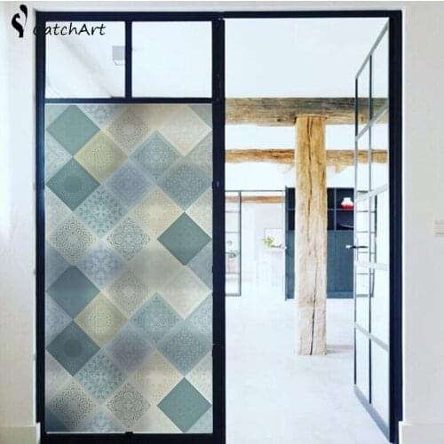 Privacy Window Film, Static Cling Decorative Glass Film, Non Adhesive Window Film Door Sticker for Home Kitchen Bathroom Office