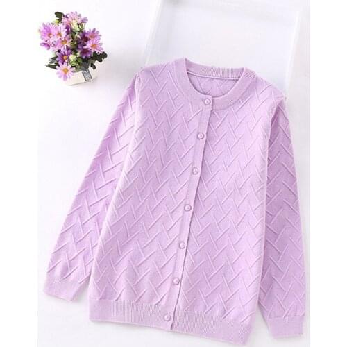 2019 Autumn Spring Childrens Clothes Girls Sweaters Casual Solid Long Sleeve Sweater Coat Cotton Knit Childrens Clothing LZ395