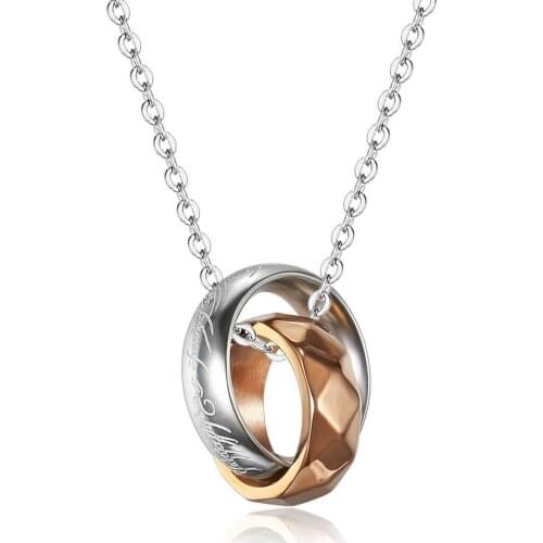 Necklaces for Women Stainless Steel Round Pendants Couples Jewelry Black Rose Gold Drop Shipping