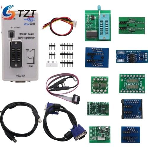 TZT RT809F USB BIOS Programmer & 11 Adapters & SOP8 Clip & 1.8V /TSSOP8 SOCKET ICSP 24 25 93