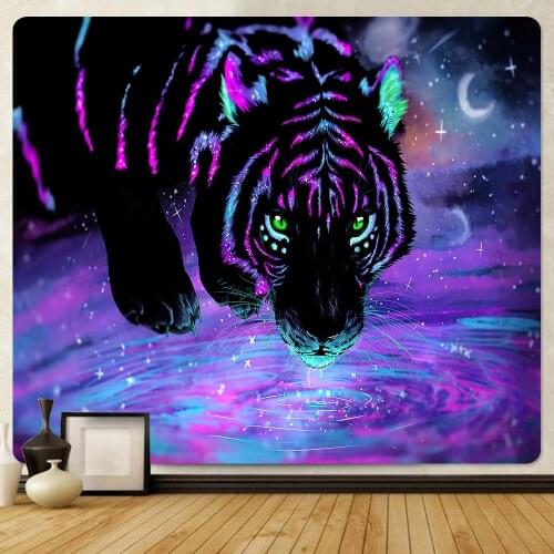 Psychedelic scene large size tiger animal home art deco tapestry bohemian decorative tapestry sheets yoga mat sofa blanket