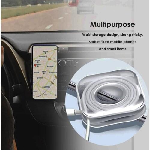 PU Nano Car Phone Holder Cellphone Bracket Cable Wire Winder Smartphone Voiture Support Telefoonhouder Auto Accessories