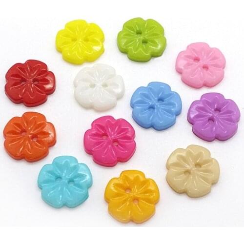100pcs 15mm Multi Mixed Plastic 2 Holes Flower Buttons DIY Handmade Crafts Sewing Accessories