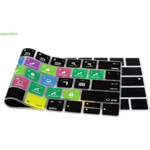 For Macbook Pro 13" A1706 A1989 15" A1707 A1990 With Touch Bar Photoshop Ps Shortcuts Hotkey Silicone Keyboard Covers Skins