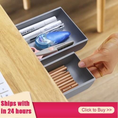 Hidden Storage Box Self-Adhesive Under Desk Drawer Organizer Table Under Paste Stationery Case Supplies Pencil Makeup Holder