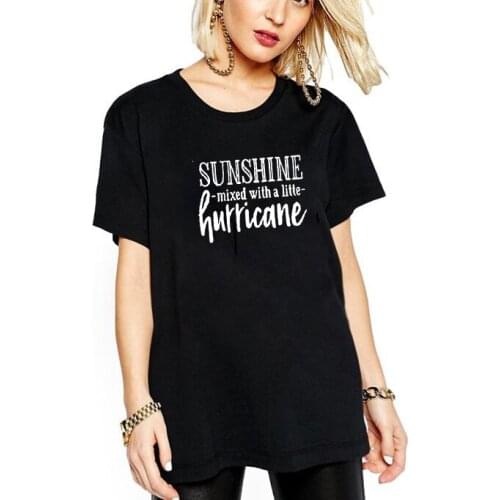 Sunshine Mixed A Little Printed Tee Shirt Femme O-neck Short Sleeve Cotton Tshirt Women Black White Summer Loose T Shirts Women