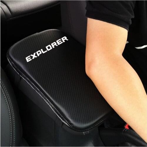 Carbon Fiber Texture Pu Leather Car Armrest Storage Protection Cushion For Ford Explorer