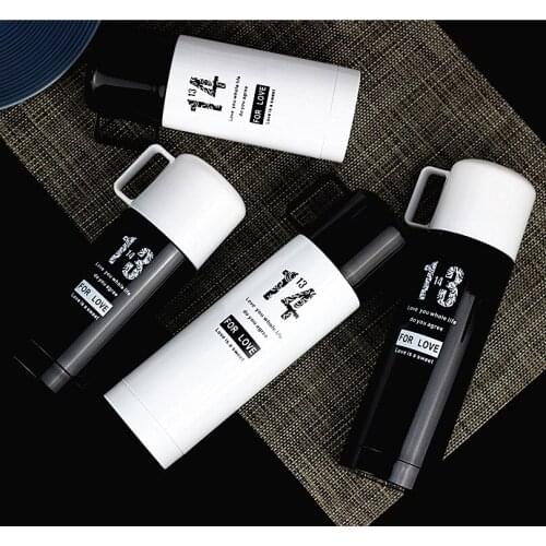 350ML 500ML Thermocup Bouncing Cover Bottle Vacuum flask 1314 Pattern Thermal Mug Travel Thermos Cup Stainless Steel