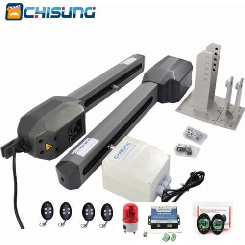 Chisung gate opener dual automatic swing gate opener (photocell sensor ,4pcs remote controls ,RTU5024 2G and warning lamp )
