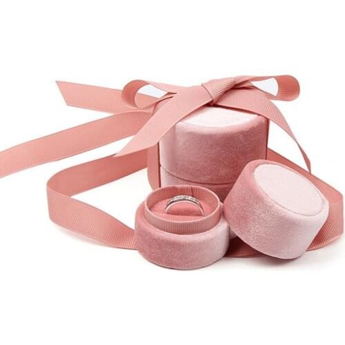 Round Bowknot Corduroy Jewelry Box Ring Earrings Necklace Packaging Display Case Jewelry Box Ring Earrings Necklace Packaging Di