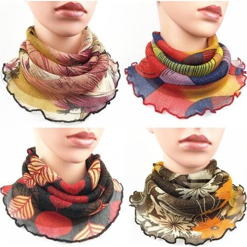 Spring Summer Chiffon Neck Collar Scarf Women Head Thin Sunscreen Variety Silk Anti-UV Scarf Mask Multi-Function Pullover Scarf