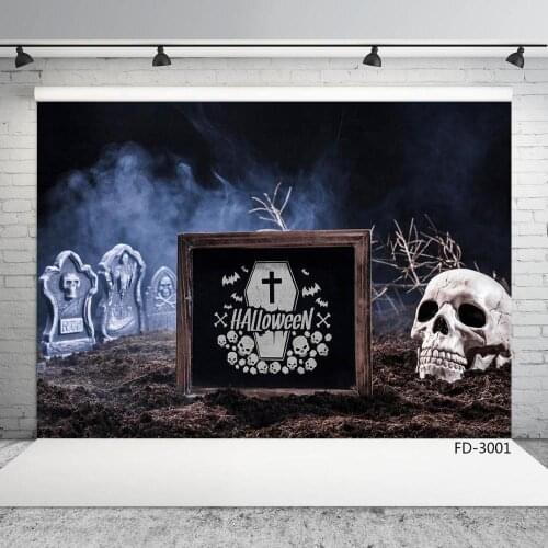 Halloween Tomb Skull Dark Strange Fog Photography Background Vinyl Backdrop Photo Studio for Children Baby Photocall Photoshoot