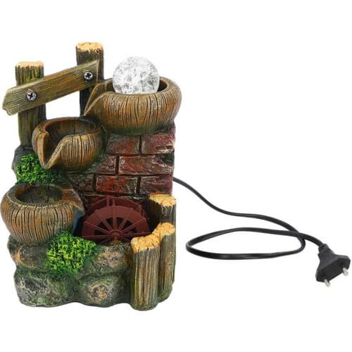 Vintage Desktop Resin Mountain Rockery Fountain Waterfall Garden Bonsai Decoration Tabletop Flowing Water Fountain Home Decorati