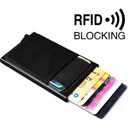Pop-out RFID Card Holder Mini Package Fashion Metal Protective Gear Smart Quick Release Male Women Wallet ID RFID Card Holder
