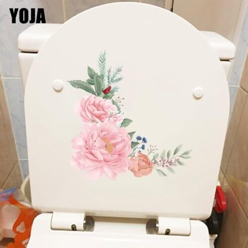YOJA 23.3×23.5CM Fresh Rose Lace Home Room Decoration Creative Flower Art Wall Toilet Stickers T1-3054