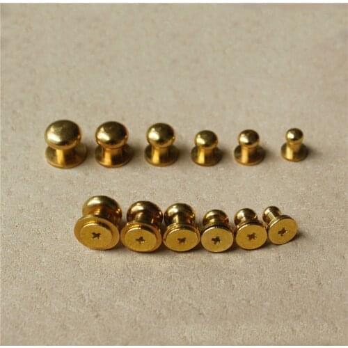 New 10Pcs Solid Brass Rivet Round Head Button Stud Screw Round Head Solid Brass Nail Rivet Chicago Button DIY Leather
