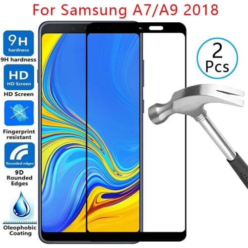 9d screen protector tempered glass case for samsung a7 a9 2018 cover on galaxy a 7 9 7a 9a a72018 a92018 protective phone coque