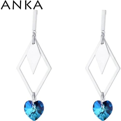 ANKA Heart Crystal Drop Tassel Earrings For Women Summer 2020 Style Fashion Jewelry Made With Crystals from Austria #136733