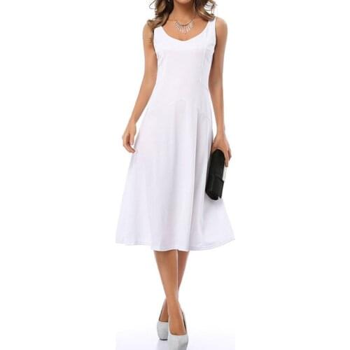 Womens Summer Dress 2022 White Black Retro Vintage Casual Party Robe Rockabilly Dresses Sleeveless Sundress AB294