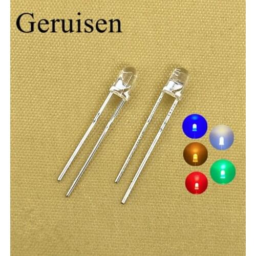 100pcs 3mm LED Diode 3 mm Assorted Kit White Green Red Blue Yellow Orange Pink Purple Warm white DIY Light Emitting Diodes