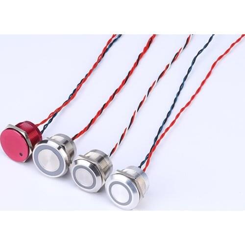 19mm 22mm dia 12V/24V RG/RB/RGB Ring LED Illuminated Piezo Switch Momentary IP68 IK09 Piezo Touch Switch